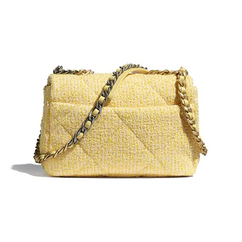 chanel 19 flap bag yellow|chanel 19 bag size.